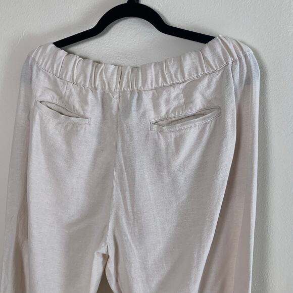Caslon Size L Women's Drawstring Wide Leg Linen Blend Pants Flax Summer Comfort - Picture 5 of 7